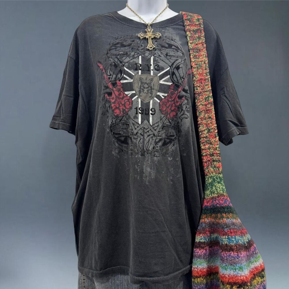 cyber y2k black grunge tattoo tee shirt